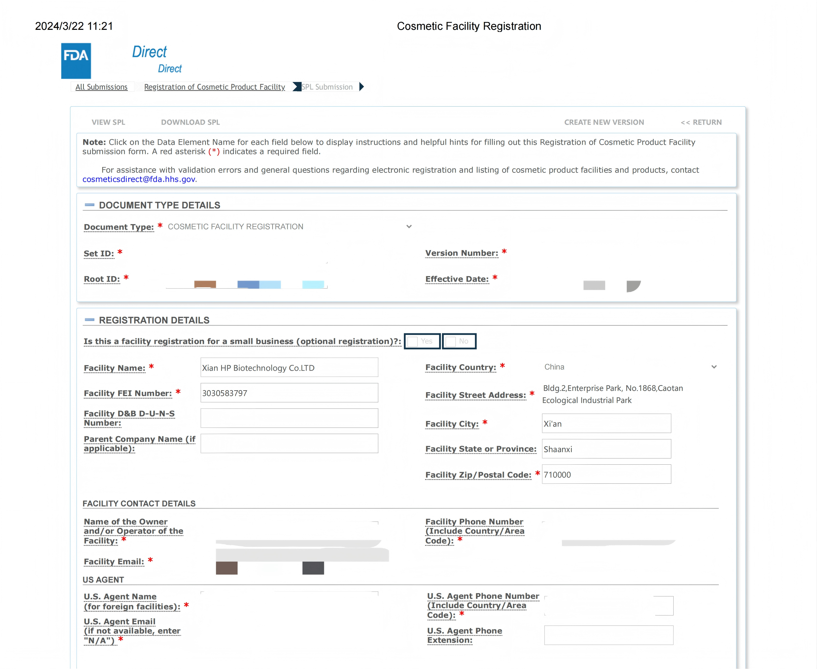 FDA Facility Registration
