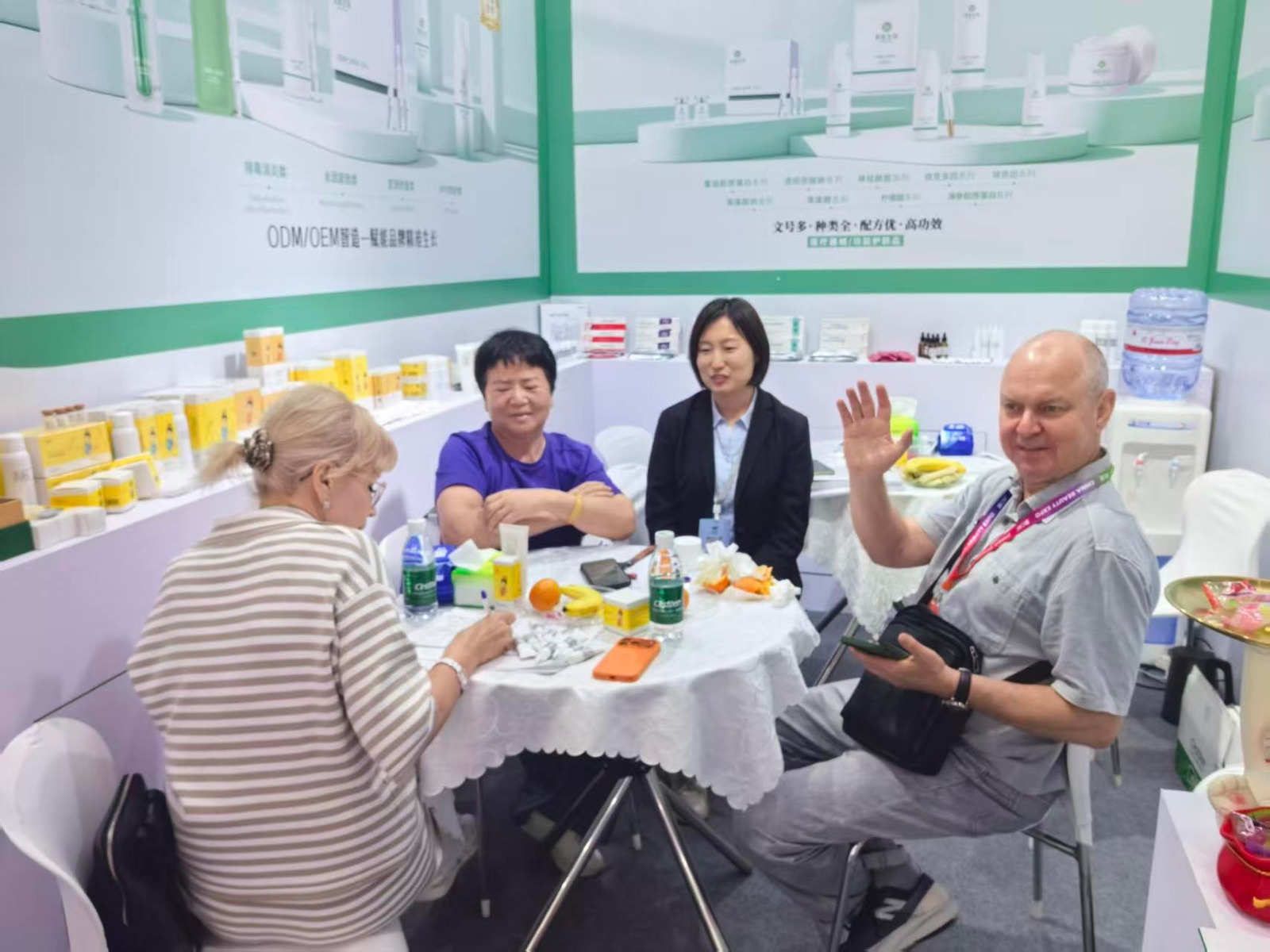 HP Biotech welcoming international partners at exhibition booth